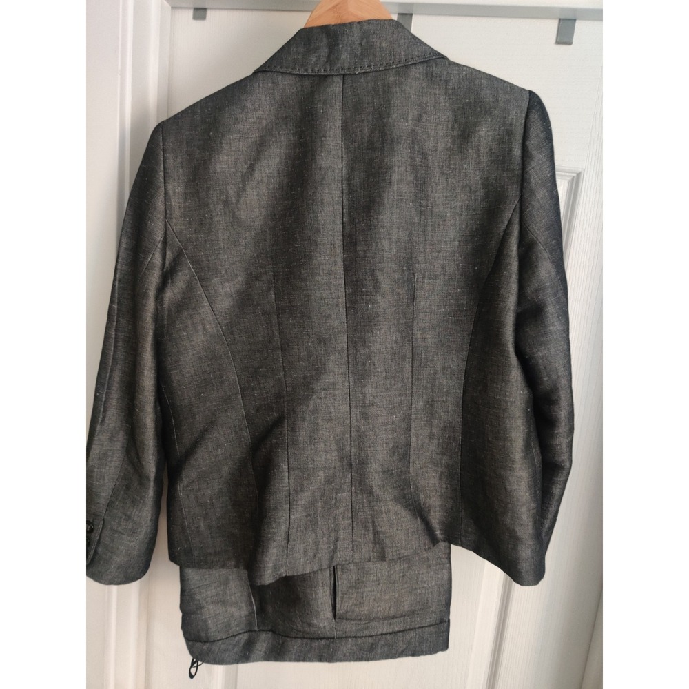 Kasper Petite 2 Piece Pant Suit Grey Linen Cotton Blend Blazer Trousers 14P - Picture 4 of 9